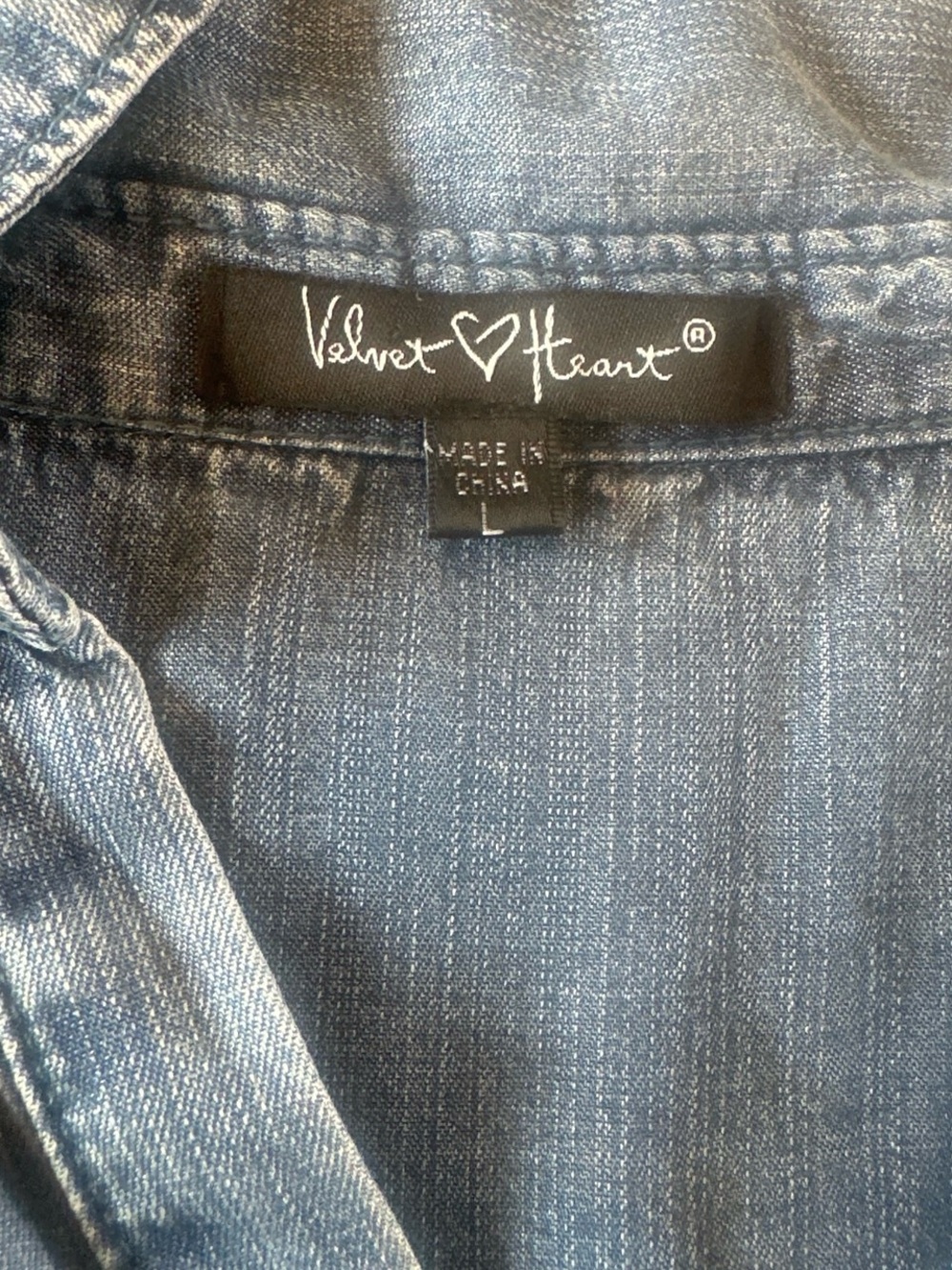 Velvet Heart Blue Denim-Look Dress Size Large - Picture 3 of 4